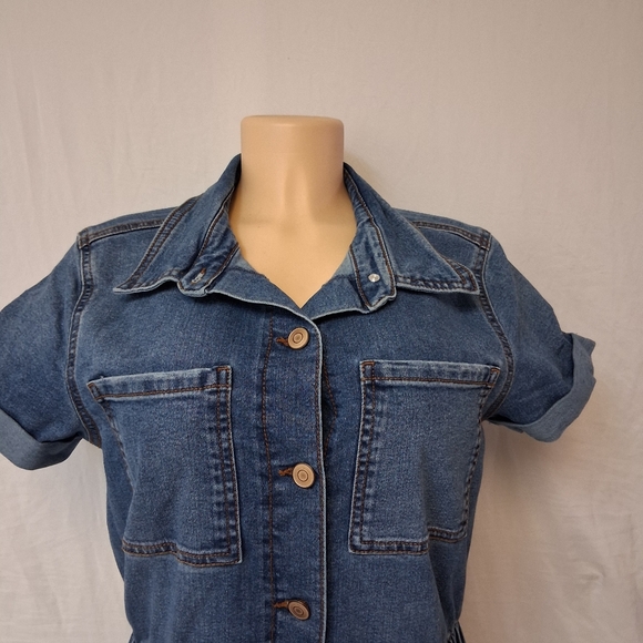 Celebrity Pink Blue Denim Overalls Size M - Picture 7 of 16